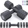 Sportneer Set di manubri regolabili da donna, set di manubri da 1 a 2,5 kg, set di 2 manubri esagonali regolabili 4 in 1, per fitness, palestra domestica, allenamento della forza, regalo (nero grigio)