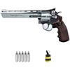 WG Win Gun 703S 8" Argento (6 mm) | Revolver Airsoft (pallini in PVC) Calibro 6 mm + bombola 1000 pallini 0,12 g + 5 Co2. (Potenza: 1 joule)