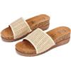PERLETTI Ciabatte Donna Estive con Fascia Raffia - Pantofole Estive Bianche Leggere per Casa Spiaggia Ciabatta Comfort - Sandali Donna Zeppa Eleganti Platform Primavera Estate Comodi (Raffia, 38)
