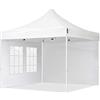 TOOLPORT Gazebo Pieghevole Giardino 3x3m - 2 Laterali (con finestre) Telo 700N Poliestere Idrorepellente Padiglione Mercati Sagre Bianco
