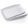 imposyu Set di 4 Piatto Rettangolare Bianco Vassoio Antiscivolo Rettangolare 29,5x16,6x2,7cm Piccoli Piatti Rettangolari per Antipasti a Casa, Buffet, Sushi, Torte