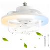 KZT Ventilatore da soffitto silenzioso con illuminazione e telecomando ventilatore a soffitto LED moderno con attacco E27 rotazione a 180° con modalità luce RGB 3 velocità per soggiorno camera da letto