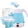 PAHTTO Bollitore elettrico da 600 ml con tazza e ciotola, bollitore portatile da viaggio, funzione di ebollizione rapida, senza BPA, 220 V, 600 W, per campeggio, viaggi, vacanze, ufficio, hotel