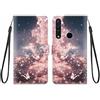 KARTXITAI Cover Compatibile con Motorola One Macro PU Pelle TPU Silicone Portafoglio Magnetica con Disegni Motivo Animale Flip Custodia in Libro Slot Schede Custodia-Farfalla rosa,cielo,nuvole