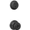 Schlage FB50N G GEO 622 - Chiavistello monocilindrico e pomello georgiano con chiave, colore: nero opaco
