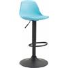 CLP Sgabello Design Kiel In Polipropilene E Similpelle I Sgabello Bar Cucina Imbottito Girevole E Regolabile, Colore:blu, Colore del telaio:nero