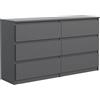 meble masztalerz Cassettiera opaca con 6 cassetti, 140 cm, credenza per soggiorno, camera da letto, altezza 78,5 cm, larghezza 138,6 cm, profondità 39 cm, cassettiera con cassetti, colore: antracite