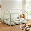 [en.casa] Letto per Cameretta a Forma di Casetta con Sbarre Letto Francese per Bambini Struttura in Legno di Pino 140 x 200 cm Menta Verde