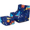 Ready Steady Bed Poltrona a sacco per bambini, con poggiapiedi, poltrona morbida, comoda e sicura per la stanza dei giochi, design ergonomico, mobile comodo per bambini (spazio)