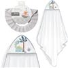Interbaby - Mantello da bagno per bambini + berretto regolabile | Asciugamano con cappuccio 100% cotone, unisex, morbido, asciugatura rapida, ideale per neonati, neonati e bambini piccoli, design