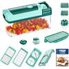 Genius Nicer Dicer Fusion Set Affettatutto ed 13 Pezzi, Plastica, Verde Acqua