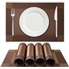ISIYINER Tovagliette,Lavabile Tabella Posto per La cena Mats Protector Decorazione set 6 Non-scivolose Resistenti al calore Tovagliette per il Ristorante Home (Grigio / Marrone)