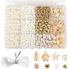 PEUTIER Kit Creazione Braccialetti Spiaggia, Kit Perline Conchiglie Conchiglia Tartaruga Lettera Perline Forma Cuore Gioielli Kit Realizzare Braccialetti Articoli l'Artigianato Artistico Donne Ragazze