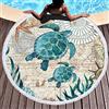 LXTOPN Telo da spiaggia rotondo, in microfibra, XXL, con tartaruga marina, grande 150 cm, per spiaggia, tappetino da yoga, asciugamani con nappe (blu tartaruga 1)