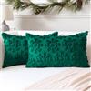 Artscope 2 Pezzi Natalizio Federe in Lana Corta Velluto Copricuscini Morbido Decorativo Fodere per Cuscino Lusso Stile per Divano Camera da Letto Natale Neve Verde 40x60 cm