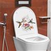 PLIGREAT 2 Pz Colibrì Line Art Sedile del WC Adesivi Adesivi Colorati Fiore Pianta Sedile del WC Decalcomanie Adesivi fai da te rimovibili per bagno Vasche da bagno Decor