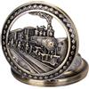 ManChDa Orologio da tasca - Orologio da tasca speciale 3D treno ferrovia a vapore copertura antica Steampunk orologio da tasca e catena orologio da taschino al quarzo vintage da uomo + confezione