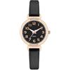NUOVO Orologi da donna in pelle nera orologi da donna cassa oro rosa elegante semplice orologio cristallo orologio diamante analogico al quarzo per le donne, Nero , Minimalista