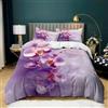 Generic Viola Copripiumino Matrimoniale 240x220 Fiore di orchidea viola 3D Stampa Morbida Microfibra Biancheria da Letto con Cerniera per Bambini/Adulti 1 Copripiumino + 2 Federe 50x80 cm