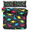 Morbuy-shop Copripiumino Una Piazza e Mezza 200x200 Blu Dinosauri Stampa Set Copripiumino Singolo 100% Microfibra Morbido 3d Animali Copripiumino Singolo Bambino con 2 Federe 50x75cm
