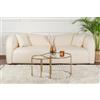 Dmora - Set di 2 tavolini da salotto Abbadesse, Tavolo basso da caffè, Portariviste per divano, Ripiano da soggiorno, 60x60 h43 cm, Oro e Trasparente