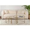 Dmora - Set di 3 tavolini da salotto Carugate, Tavolo basso da caffè, Portariviste per divano, Ripiano da soggiorno, 80x80 h43 cm, Oro e Trasparente