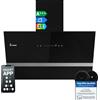 KKT KOLBE Cappa aspirante 80 cm/Cappa Cucina Inclinata/acciaio inossidabile/vetro nero/WiFi/auto spegnimento/Illuminazione LED RGBW/Operazione di tocco / EASY8005SM