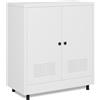 JINKUR Armadietto in metallo con 2 ante e ripiano regolabile, credenza in acciaio per casa, ufficio, ingresso, soggiorno, dispensa e sala da pranzo (bianco)