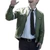 Aksah Fashion Dirk Gentlys Detective Agency Samuel Holistic Blue Giacca in pelle da uomo, Verde, XL