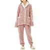 riou Pigiama Donna Pile Invernale Morbido Caldo Pigiama Manica Lunga Pigiama Felpato Pile Pigiami Due Pezzi Camicia da Notte Flanella