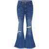 Oyolan Pantaloni a zampa di elefante elastico per bambini e ragazze, pantaloni a zampa di jeans strappati casual 3-14 anni, #25, 11-12 Anni