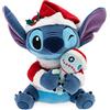 Disney Store peluche ufficiale medio Stitch in festa, 24 cm, personaggio di peluche, piccolo alieno in tenuta da Babbo Natale con cappello, dettagli ricamati - Per bimbi dai 0 anni in su