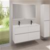 evineo ineo5 evo mobile La: 120 cm con 4 scomparti estraibili, lavabo doppio slim bianco, con specchio illuminato ineo,, BE0837WH+BE0960WM+BEA012MI, ineo5 evo [Mobili da Bagno > Set Mobili da Bagno]