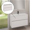 evineo ineo5 evo mobile La: 100 cm, con 2 scomparti estraibili, con maniglia incassata, BE0958WM, ineo5 evo [Mobili da Bagno > Mobili Lavabo]