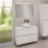 evineo ineo5 evo mobile La: 100 cm con 2 scomparti estraibili, lavabo ineo3 Ø 41,5 cm bianco, con specchio illuminato ineo,, BE0930WH+BE0958WH+BE0964WH+BEA011MI, ineo3; ineo5 evo [Mobili da Bagno > Set Mobili da Bagno]