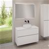 evineo ineo5 evo mobile La: 100 cm con 2 scomparti estraibili, lavabo ineo6 Ø 39 cm bianco, con specchio illuminato ineo,, BE0935WH+BE0958WM+BE0964WM+BEA011MI, ineo6; ineo5 evo [Mobili da Bagno > Set Mobili da Bagno]