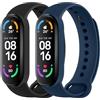 Mugust 2 Pezzi Cinturino per Xiaomi Mi Band 5/ Mi Band 6/Amazfit Band 5, Cinturino Silicone di Morbido Traspirante di Colorati Solo per Xiaomi Mi Band 6/5, Amazfit Band 5 (Nero+Blu scuro)