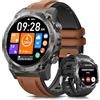 NAIXUES Smartwatch Uomo Militare 500mAh 1.46 Orologio Smartwatch con Chiamata Bluetooth, 24/7 Sonno/Cardiofrequenzimetro/SpO2, 113 Modalità Sportive IP68 Smart Watch Tracker Android iOS 2 Cinturini, Marrone