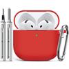 Inesore Compatible with AirPods 4 Case - Red | Silicone Protective Case Cover for Apple Air Pod 4 (2024/ANC), Unisex Design, with Cleaning Kit