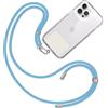 TBOC Cordino Catenella Laccio Strap Porta Cover [Azurro] con Toppa di Fissaggio [Bianco Ice] per Telefono Cellulare da Collo - Tracolla Catenina con cordini Accessori Telefoni Universale Laccetti