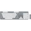 SATECHI SM3 Tastiera Meccanica, Tastiera Full Size da 108 Tasti con Retroilluminata LED Bianca,Tastiera Cablata e Bluetooth per Mac e Windows - Grigio Chiaro/Bianco (Layout QWERTY Inglese Stati Uniti)