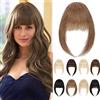 S-noilite Frangia Clip Capelli Veri Frangetta Extension, 14g Frangetta Francese Capello Veri, 100% Remy Human Hair Bang, Frangia Aerea Capelli Umani, Lisci con Tempie Bangs, Marrone Chiaro #6
