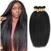 Jucames Extension Capelli Veri Umani Yaki Human Hair Bundles Tessitura 100% Unprocessed Virgin Remy Brasiliano Double Weft Extensions Colore Nero Naturale for Woman 26 28 30 Inch