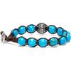 VLNET ® | Bracciale originale Tibetano con Ruota della Preghiera | Argento e Pietre Naturali | Unisex Taglia Unica | Benedetto dai Monaci Tibetani | Tamashii Agata Tibet Sky