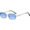 H HELMUT JUST Occhiali da Sole da Donna Uomo Rettangolari Piccoli Vintage Lenti Blu Sfumato