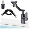 ZLLkeji Rubinetto Cucina Rubinetti Lavello Girevoli a 360° Rubinetto Bagno Lavabo con 2 Tubi Inclusi Acqua Fredda e Calda Miscelatore Lavabo Bagno Monocomando Rubinetti per Lavelli da Cucina