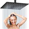 weiclianhp Soffione doccia a pioggia 12 pollici, soffione doccia a pioggia in acciaio inox 304 quadrato (30 x 30 cm), finitura cromata spazzolata, autopulente, doccia a pioggia installabile, Rain Shower, (BLACK)