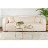 Dmora - Tavolino da salotto Guidi, Tavolo basso da caffè, Portariviste per divano, Ripiano da soggiorno, 80x80 h43 cm, Oro e Trasparente
