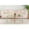 Dmora - Set di 2 tavolini da salotto Ragalna, Tavolo basso da caffè, Portariviste per divano, Ripiano da soggiorno, 80x80 h43 cm, Oro e Trasparente