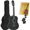 Juan Miguel Navarrez chitarra da concerto, chitarra classica, 3/4 nero, Starter Set (incl. borsa, plettri, libro con CD, accordatore)